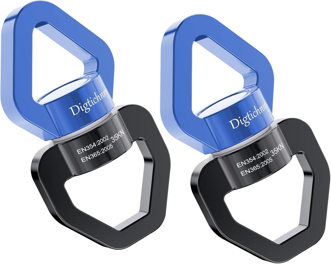 35KN Swing Swivel, Indoor Outdoor Spinner, Black Blue, 2 Pack | For hanging chairs, aerial yoga, hammocks, tire swings, kids' swings, gym rings, web tree swings, smooth rotation