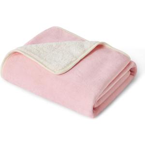 Bedsure Waterproof Blanket for Bed - Sherpa Fleece Waterproof Dog Blankets for Large Dogs, Pet Blankets for Bed/Couch/Dog Crate, Soft Plush Reversible Furniture Protector, Queen Size, 90"x86", Pink