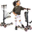 Hurtle 3-Wheeled Scooter for Kids - Wheel LED Lights, Adjustable Lean-to-Steer Handlebar, and Foldable Seat - Sit or Stand Ride with Brake for Boys and Girls Ages 1-14 Years Old
