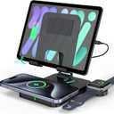 3 in 1 Wireless Charger for Apple Charging Station for iPhone Mag Safe Charger for iPhone 16 Pro Max/ 15/ 14/ 13/ 12, Foldable Watch for Apple Watch 10/ 9, Rotating Stand for iPad Charging Station (Black)
