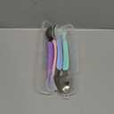 Lallisa 4 Pcs Double Head Baby Silicone Food Spoon Baby Fruit Scraping Mud Spoon Soft Feeding Food Scraper for Infants Fruit Feeding (Multicolor) (purple, green, pink, cyan)