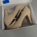 DREAM PAIRS Women's High Heel Ankle Strap Closed Toe Chunky Wedding Party Pumps Shoes, Size 7.5, Nude/ Nubuck, Angela