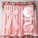 Pink Bow Decor 2 Pack,Large & Small Pink Coquette Room Backdrop Wall Decor for Valentine's Day Bachelorette Bridal Shower Wedding Birthday Christmas Decorations