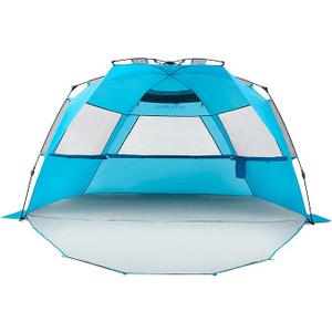 Pacific Breeze Easy Setup Beach Tent Deluxe XL, SPF 50+ Pop Up Beach Tent Provides Shade from The Sun for 4+ People