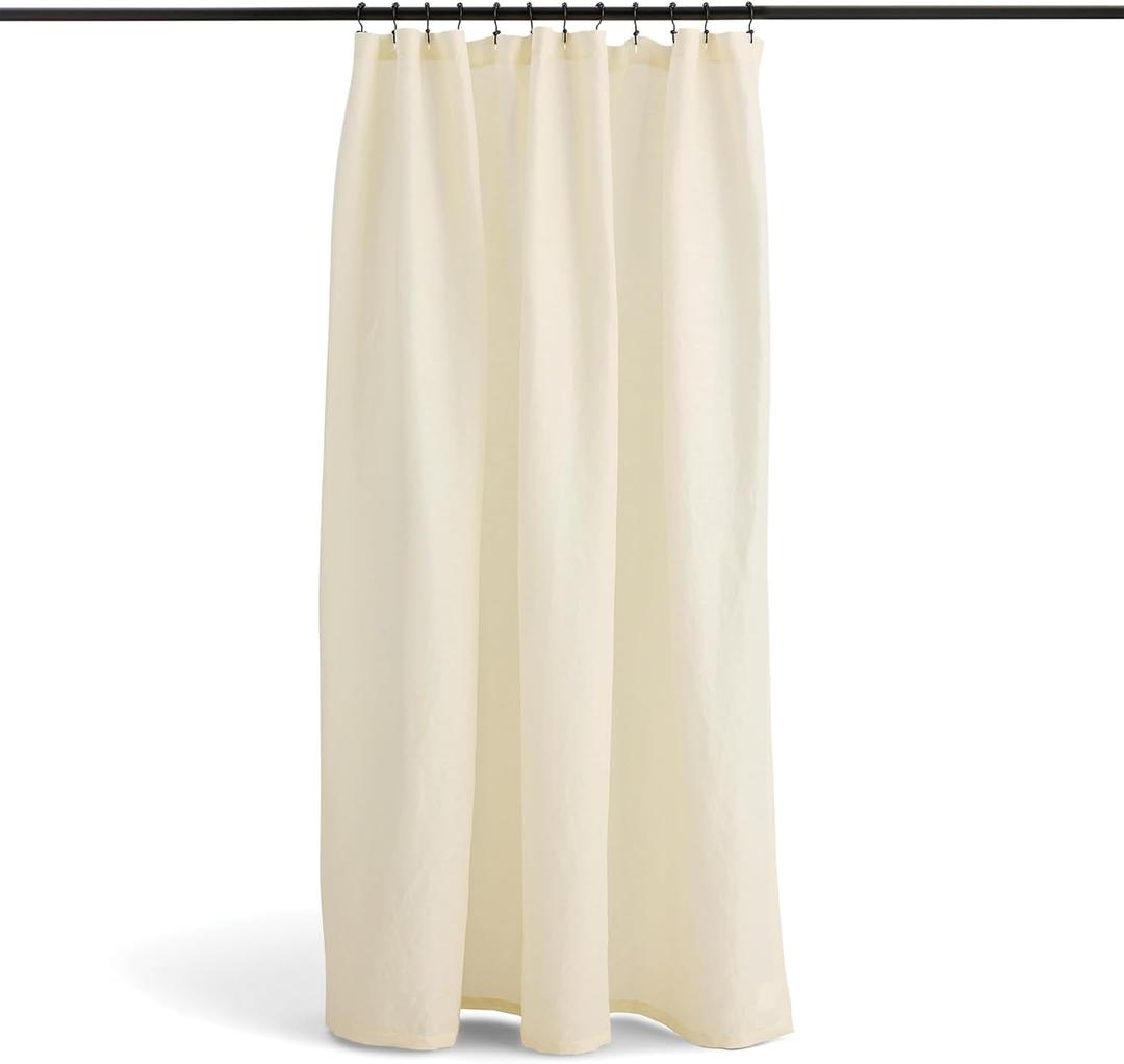 Preston Lane Stonebridge Linen Cotton Shower Curtain, 72" x50" – 67% Linen 33% Cotton Blend, Fabric Bathroom Curtain with Reinforced Holes with Stitching, Made in Portugal, Clay, 2 Piece