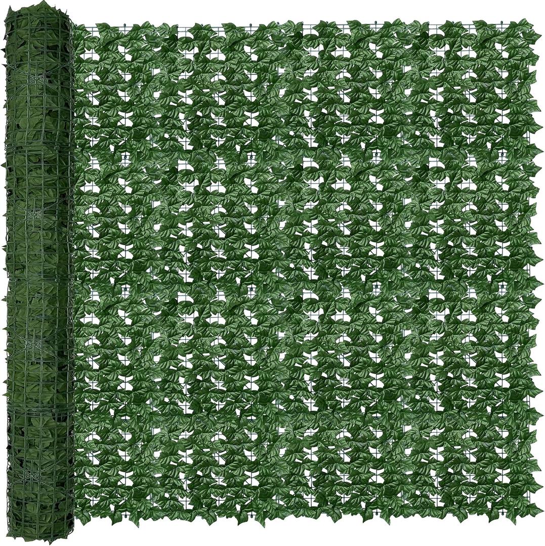 ODTORY Artificial Fence Privacy Screen: 6FT x 20FT UV-Anti Faux Greenery Backdrop Ivy Chain Link Shades Panels for Patio, Balcony, Garden,Deck,Backyard Indoor Outdoor Green Wall Decor