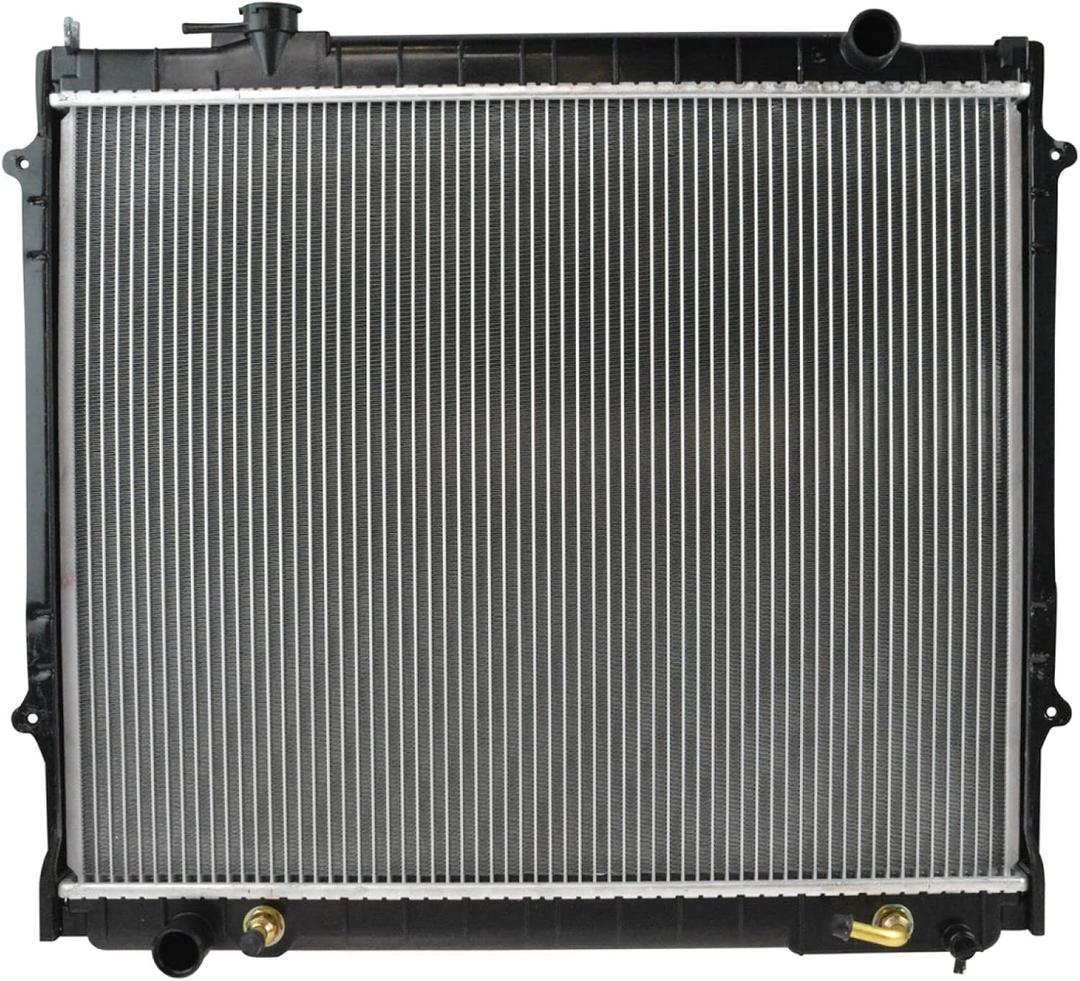 TRQ Front Radiator Assembly Aluminum Core 1 Row Compatible with 2001-2004 Toyota Tacoma V6 3.4L Manual Transmission 1995-2000 Toyota Tacoma L4 2.4L RWD Automatic Transmission TO3010180 CU1774