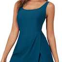 Aleumdr One Piece Swimdress Swimsuit for Women Tummy Control Split Swim Dress Skirt Bathing Suit with Pockets M