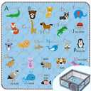 Baby Play Mat，Thick Soft 47" X 47" Playpen mat, Non-Slip and Machine Washable Baby Play Mats for Floor，Crawling Mat for Babies, Toddlers & Infants to Play and Learn (Blue Animal)
