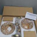 Vintage Battery Operated Wall Sconces Set Of Two, Indoor not Hardwired Brass Amber Glass Lampshade Fixtures,Rechargeable Wireless RGB Wall Lights with Dimmable Remote Control,for Bedroom Living Room