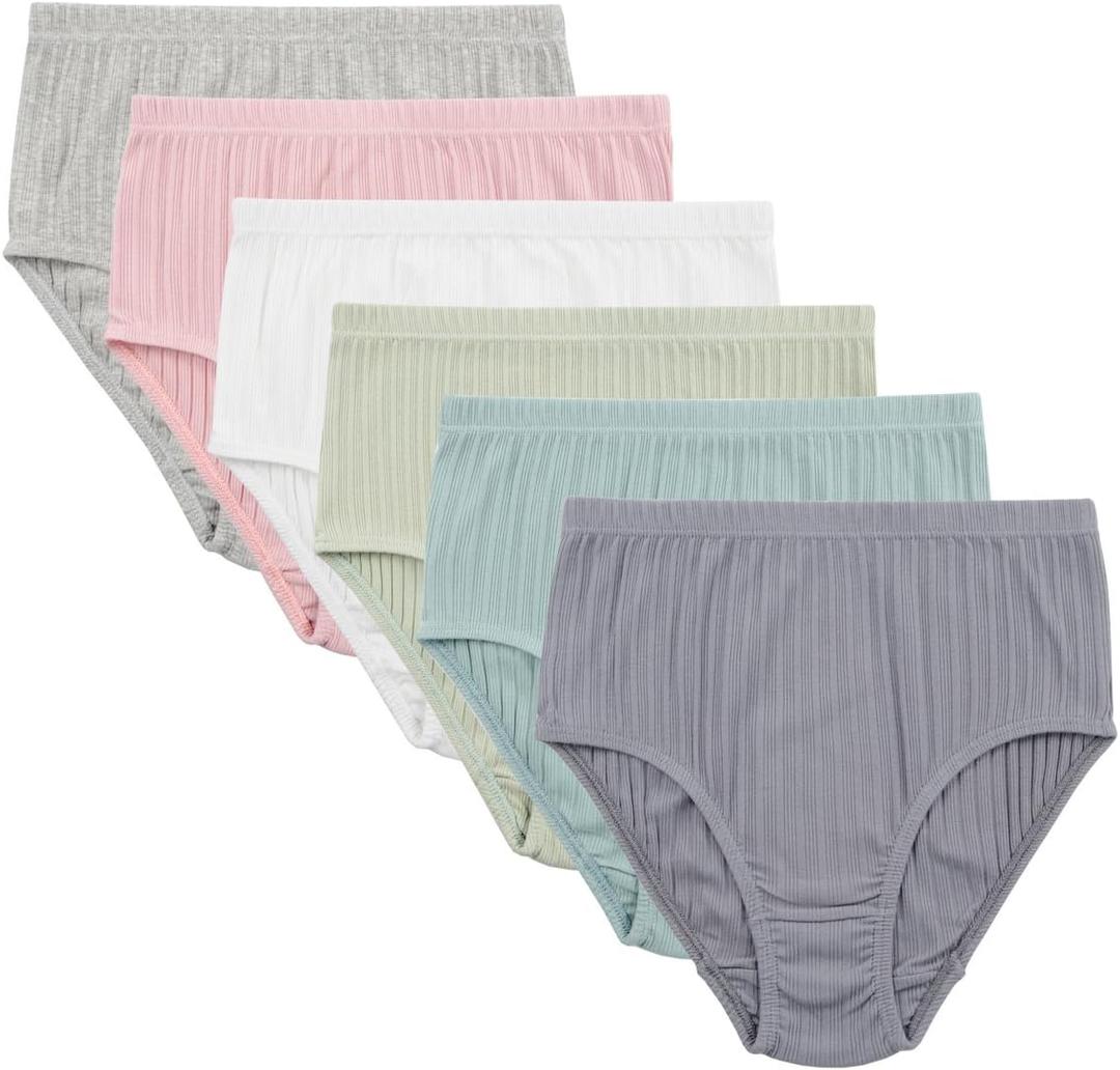 KNITLORD Women's Plus Size Underwear Cotton 6 Pack High Waisted Briefs Panties (3X-Large Plus)