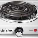 Proctor Silex Portable Electric Stove, Stainless Steel Single Burner Cooktop, Compact, Adjustable Temperature Hot Plate, 1200 Watts, White (34106)