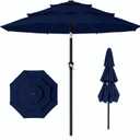 AreShark 9ft 3-Tier Patio Umbrellas, Outdoor Umbrella with 8 Sturdy Ribs UV Protection Windproof, Market Table Umbrella w/Push Button Tilt & Crank for Pool, Porch, Deck, Garden(Navy)