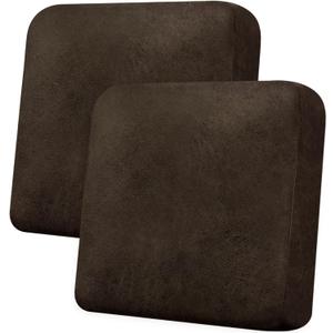Couch Cushion Covers Leather-Look 2PC Stretch Sofa Seat Slipcover Sets for Living Room Individual Sofa Cushion Cover Couch Seat Protectors, Pet-Friendly, Non-Slip, Easy Fit - Coffee