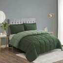 HIG 3pc Green Queen Comforter Set Duvet Insert, Reversible, All Season, Box Stitched, with Corner Tabs, Soft, Fluffy