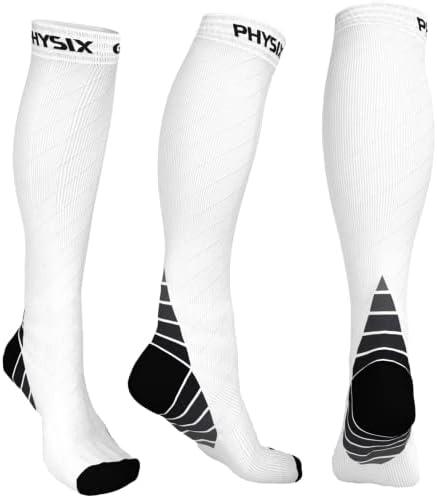 Physix Gear Compression Socks 20-30 mmHg - Men & Women - Running, Nurses, Shin Splints, Flight, Travel, S/M