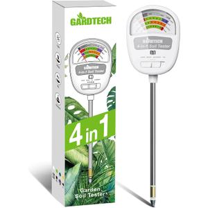 Gardtech Soil Moisture Meter - 4-in-1 Soil Test Kit Without Battery, Soil Moisture/Light/Nutrients/pH Meter for Plant, Garden, Lawn, Indoor & Outdoor (White)