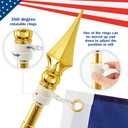 Moxweyeni 2 Set American Indoor Flag Pole Kit with Gold Base – 8FT
