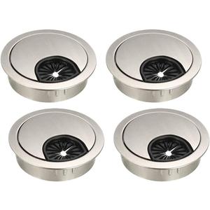 uxcell Cable Hole Cover, 2Inch/50mm Zinc Alloy Desk Wire Cord Cable Grommets Hole Cover for Office PC Desk Cable Cord Organizer, 4Pcs Wire Drawing Silver