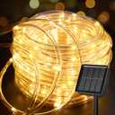 Brightown Solar Rope Lights, 39FT 100LED Outdoor Solar String Lights, IP65 Waterproof Solar Powered Fairy Lights with 8 Lighting Modes for Party Garden Yard Home Holiday Tree Decoration, Warm White