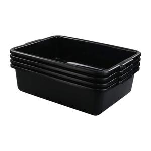13 L Plastic Commercial Bus Tubs, 4 Pack Rectangular Washing Up Bowl, Black