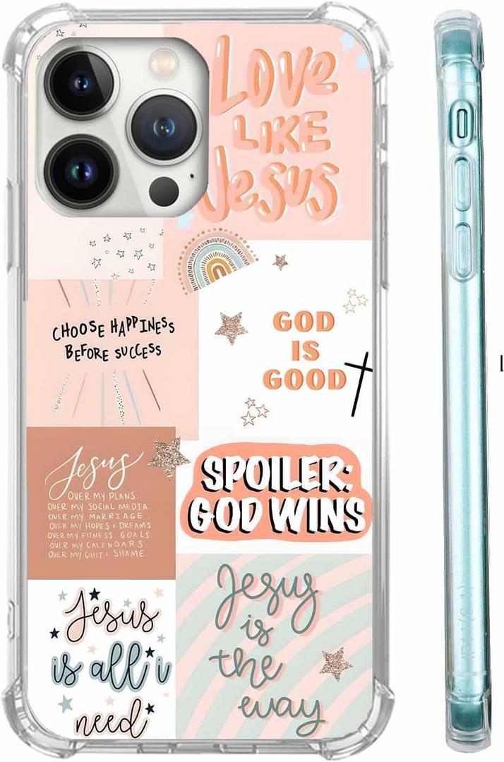 Boho Jesus Collage Case for iPhone 14 Pro,Christian Quote Bible Verse Pattern,Soft TPU Protective Cover Case Compatible with iPhone 14 Pro