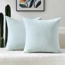 FUTEI Blue Decorative Throw Pillow Covers 18x18 Inch Set of 2,Soft Chenille Jacquard Geometric Pattern Cushion Case,Modern Home Decor for Couch Bed Living Room