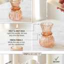 Kate Aspen Glass Taper Candle Holder Set of 6 - Rose Gold Ribbed Vintage Candlestick Votive Pillar Decorative Centerpiece for Dining Table Shelf Decor