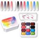 Sponge Pat Gel Nail Polish Palette, 12 Colors Blending Ombre Gel Polish Gradient Painting Nails Art, No Wipe, UV/LED Cured (12 Colors D)