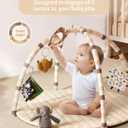 Blissful Diary Baby Play Gym Mat, Tummy Time Activity Mat with 6 Detachable Toys for Stage-Based Sensory & Motor Skill Development, Easy to Install & Clean, Baby Essentials Gift, Sandy Beige