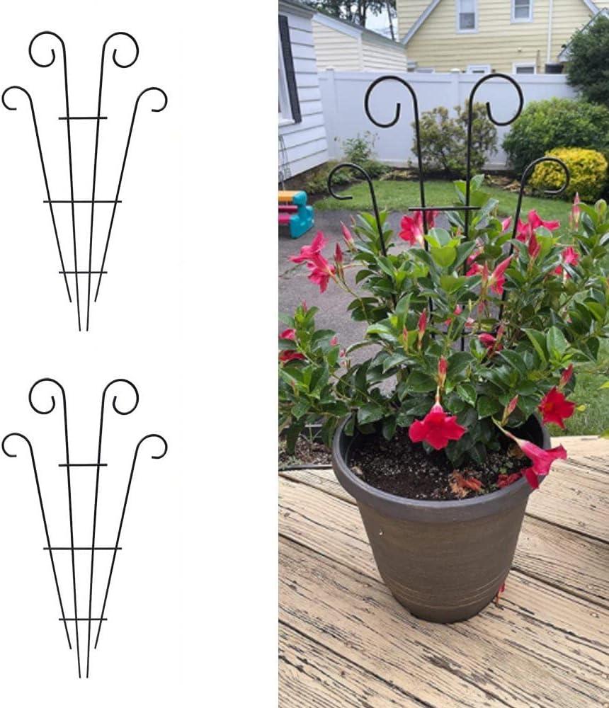 2 Pack Black Coated Wave Pot Trellis 23'' Stakes for Climbing Plants Patio Plant Support for Outdoor,Rose, Vegetable Flower, Backyard