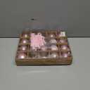 20 Pcs Christmas Ball Ornaments Pink Christmas Ornaments Glittering Plastic Hanging Decorations with 10Pcs Pink Bows Christmas Tree Decorations
