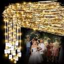 Simgoing 48 Pcs Lighted Wedding Fairy Wands LED Foil Tinsel Wedding Sticks LED Light Up Stick Glow in The Dark Flashing Wands Sparklers for Birthday Party Favors,Warm White