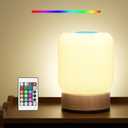 JaoNanl Night Light, Bedside Table Lamp with Touch & Remote Control, 13 RGB Colors 6-Level Dimmable, Rechargeable Cordless for Bedroom, Nursery, Gaming Room, Party
