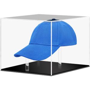 Hat Display Case, Baseball Hat Display Case, Clear Acrylic Football Hat Cap Display Stand Box, Square Hat Collection Cabinet with Removable and UV Protection Storage Cover