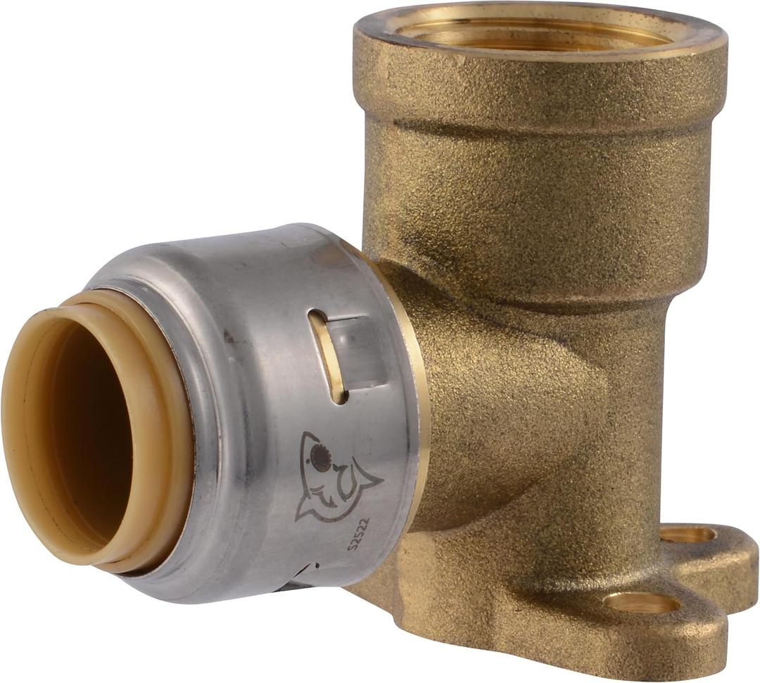 SharkBite Max 1/2 Inch x 1/2 Inch Drop Ear Elbow, FNPT, Push to Connect Brass Plumbing Fitting, PEX Pipe, Copper, CPVC, PE-RT, HDPE, UR334A