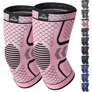 APEXUP Compression Knee Brace for Women, Copper Compression Sleeve for Knee Support, Arthritis Pain Relief, Meniscus Tear, ACL, Running, Large