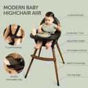 Convertible High Chair for Babies, Toddlers, Kids & Children - Wooden Highchair with Adjustable Height & Dishwasher Safe Tray - Wood Feeding & Dining Chair - Converts to Booster Seat (Black)