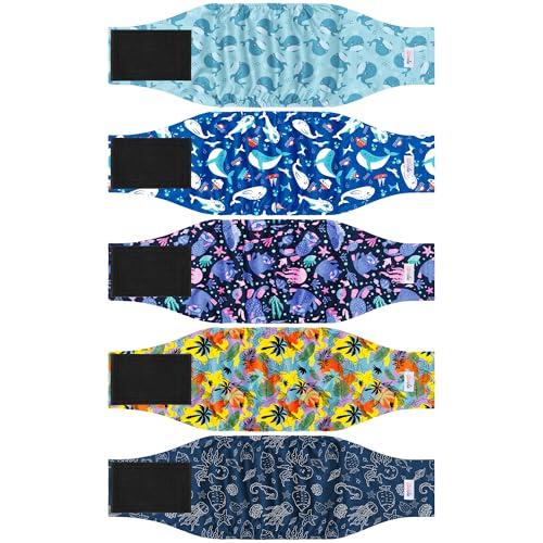 5 Pack Dog Diapers Male Reusable, Premium Belly Bands for Male Dogs, High Absorbing Dog Pee Wraps for Doggie in Incontinence or Excitable Urination and Training Hawaii S