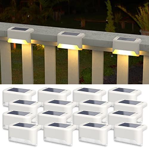 APONUO Solar Deck Lights 1 Pc, Outdoor Waterproof Led Solar Fence Lamp for Patio, Stairs, Garden Pathway, Steps and Fences (Warm White)