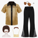 70s Outfits for Boys Kids Disco Costume Halloween Party Dress Up L
