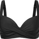 Aqua Eve Women Underwire Bikini Top - Push Up Swimsuit Top Bra Padded Bathing Suit 2025 Twist Front Swimwear, Black XL