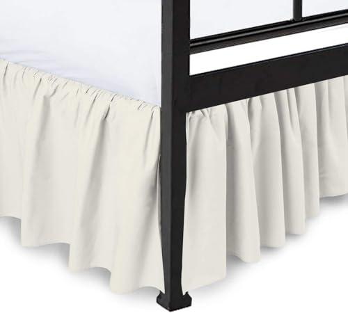 Peace Sleep Bedding - Ruffled Bed Skirt with Split Corners, Ivory, Queen 16 Inch Drop Bedskirt, Hotel Quality Brushed Microfiber Wrinkle Free Dust Ruffle Bed Skirt Queen Size