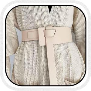 COSYDAYS Wide Leather Belt Black Statement Waist Belts Fashion for Women (Beige)