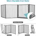 No Pawblems Free Standing Dog Gate with Door, 30'' Tall Foldable Dog Fence for Indoor & Outdoor, Up to 104 Inch Extra Wide Puppy Gate for Stairs, Hallways, Doorways, Deck, Yard (Black, 4 Panels)