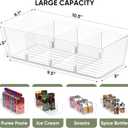 BALEINE Clear Plastic Storage Bins with 3 Removable Dividers, Pantry Organization, BPA Free Stackable Refrigerator Organizers and Storage for Kitchen Fridge Cabinet Bathroom (10.5x6.1x3.5, 4PK)