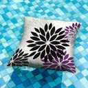 DFXSZ Black Purple Flower Pillow Covers 18x18 Inch Set of 2 Outdoor Throw Pillows Outdoor Waterproof Decor for Living Room Sofa Patio Funiture Garden Floral Polyester Pillow Covers 002Q18