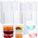 50 Pcs Pack Snack Containers with Lids, 5 oz Double Compartment Plastic Food Containers, Portable Divided Snack Cups for School, Office, Meal Prep, Sauces, Dips, On-the-go Camping (Clear)