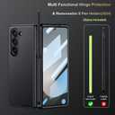 for Samsung Galaxy Z-Fold-6 Case: Support All Magsafe Accessories | Fold 6 New Slim S Pen (2024) Holder & Generic Stylus | Hinge Protection, Leather Back, Screen Protector - Black