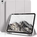 Aoub Case for iPad (A16) 11th Generation 11 Inch 2025, iPad 10th Generation 10.9 inch 2022 with Pencil Holder, Slim Lightweight Trifold Stand Smart Soft TPU Back Cover, Support Touch ID, Gray